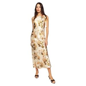 Reformation Floral Maxi Dress in Cream and Green